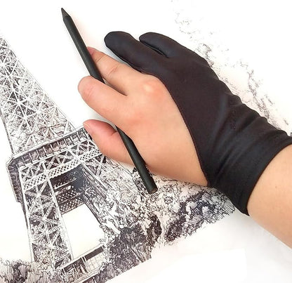 MMOBIEL Drawing Glove for Digital Tablet and Sketching Model A 2-Finger Palm Rejection Artist Glove – Small Size – Right and Left Hand Use