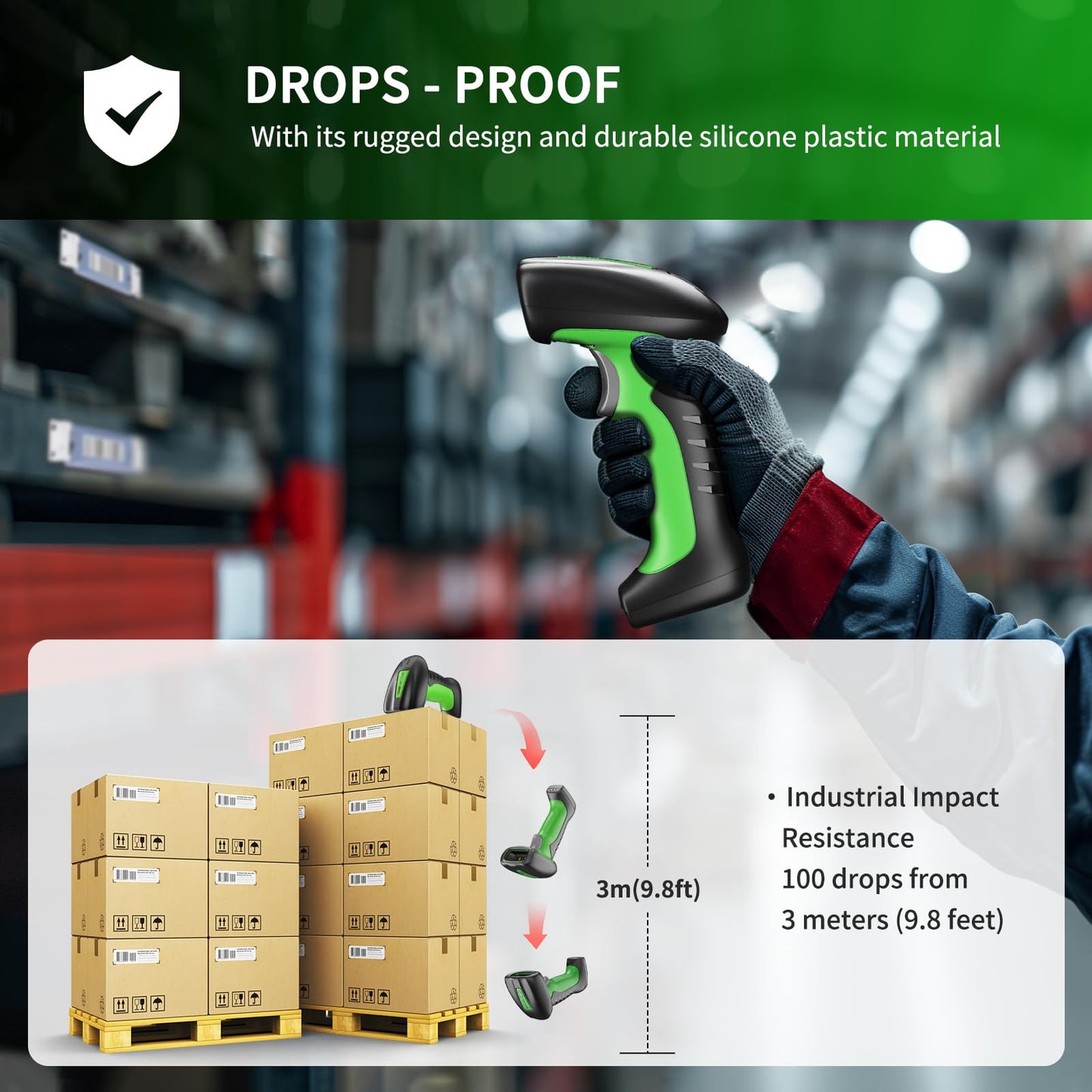 NETUM 2D QR Industrial Bluetooth Barcode Scanner with Charging Dock
