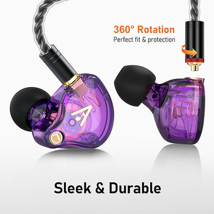 Vibes 202 Wired Earbuds - HiFi in Ear Monitor Headphones – Professional Noise-Isolating Ear Buds - Clear Sound, Deep Bass & Comfort-Fit IEM Earphones - MMCX to 3.5mm, Silver Plated Cord, Carrying Case