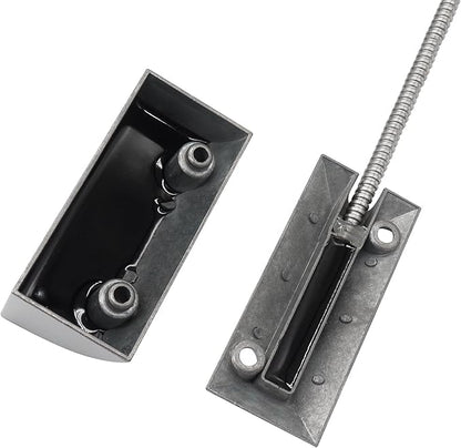 Magnetic Reed Switch Wired Surface Mount Normally Closed NC Contact Sensor Alarm Magnetic Door Switch with 2 Wires, Zinc Alloy Sliver, OC-59