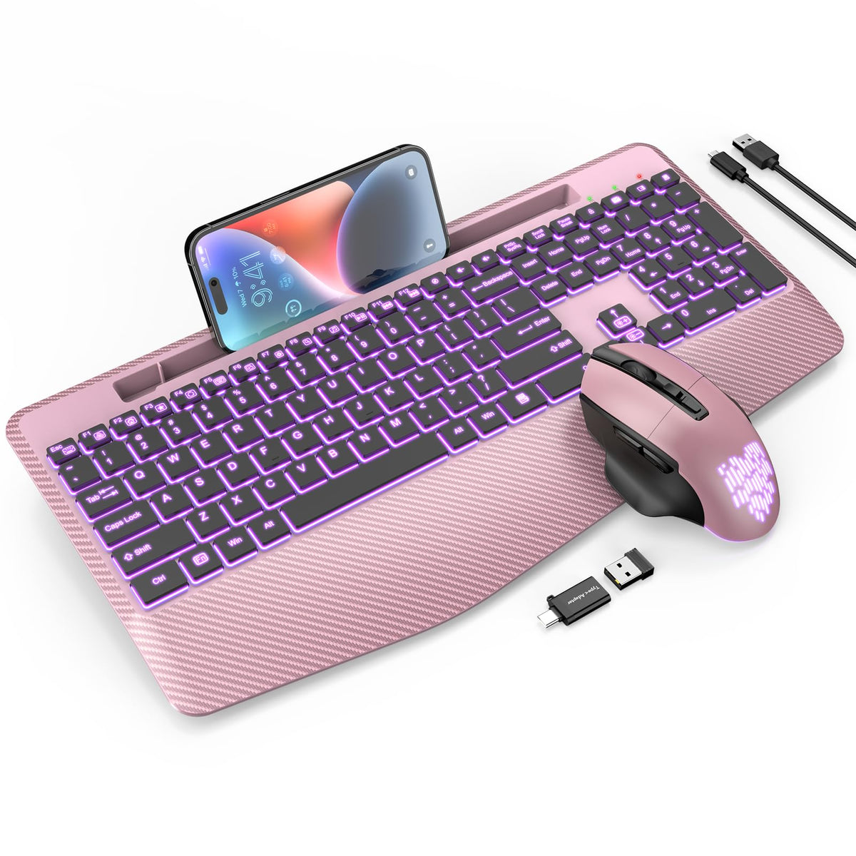 SABLUTE Wireless Keyboard and Mouse Combo, Backlit Scissor Keys, Wrist Rest