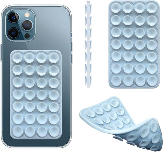 DreamsLink.LC Silicone Double-Sided Suction Phone Case Detachable Mount, Fidget Sticky Grip Accessories, Teen Girl Gifts Trendy Stuff, Hands-Free Holder for ASMR/TikTok/Gym Creators(Babyblue, Small)