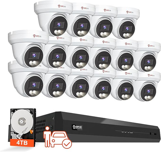 Anpviz 4K 16CH PoE Security Camera System, 16pcs Wired 8MP PoE IP Cameras