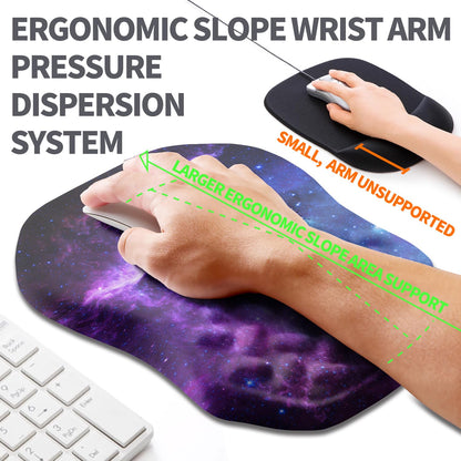 Armanza Ergonomic Slope Mouse Pad Wrist Support, Wrist Rest Mousepad for Carpal Tunnel Pain Relief with Massage Bulge and Slow Rebound Memory Foam (12x8 inch, Galaxy)