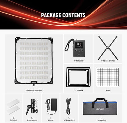 NEEWER 115W Flexible LED Video Light, Studio RGB Panel Light Mat Kit with Softbox APP/2.4G/DMX Control 2500K-10000K 14700lx/0.5m CRI96+, Key Lighting for Photography Streaming Video Recording, FL100C