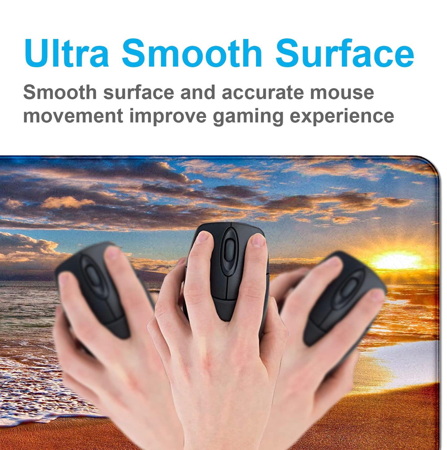 Sunset Beach Large Gaming Mouse Mat with Stitching Edges, Office Desk Mat
