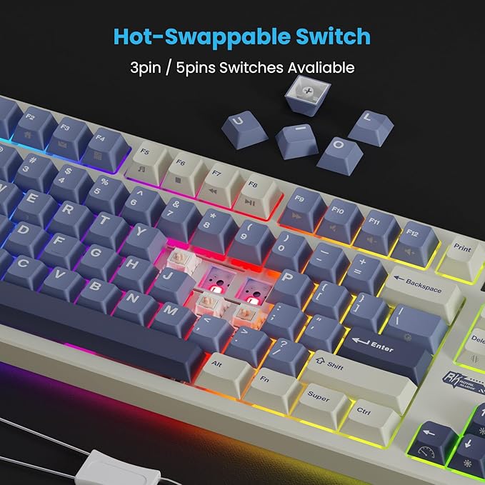 RK ROYAL KLUDGE S85 Wireless Mechanical Keyboard with Display & Knob, TKL Hot-Swappable Custom Programmable Macro Keyboard, 7200mAh Battery