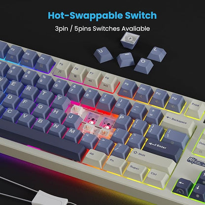 RK ROYAL KLUDGE S85 Wireless Mechanical Keyboard with Display & Knob, TKL Hot-Swappable Custom Programmable Macro Keyboard, 7200mAh Battery