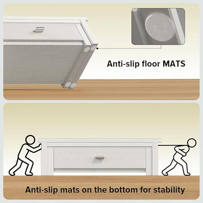 WOHOMO Dual Monitor Stand Riser with Drawers, Desk Organizers for 2 Monitors, Desktop Storage Stand for Computer,Laptop,White