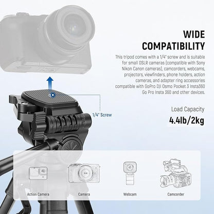 NEEWER Entry Level Version Mini Desk Phone Tripod Compatible with iPhone for Video Recording, Small Compact Table Top DSLR Camera Camcorder Webcam Stand, 3 Way Pan Tilt Head & Cell Phone Holder, TP52