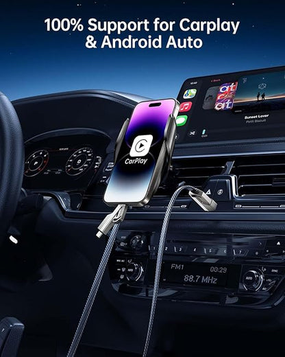 Jixivor 5FT 4 in 1 Multi Charging Cable, 60W USB A/C to C/Lightning Cable Combo, Support High-Speed Charging & Fast Data Transfer, CarPlay & Android Auto, Multi Charger Cord for iPhone/Samsung/iPad