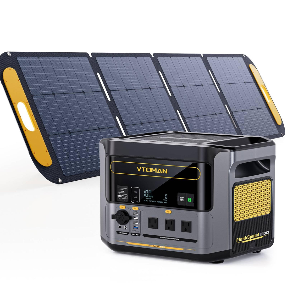 VTOMAN FlashSpeed 1500 Solar Generator, 1548Wh LiFePO4, 3000W peak ouput