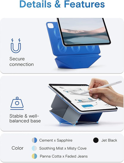 MOFT Dynamic Folio Case for for iPad Air 11-inch M3 M2 2025 2024/10.9 Air 5th 4th Generation 2022 2020, iPad Pro 11 Inch 4th/3rd/2nd Gen, Magnetic Case with 20+ View Angles, Soothing Mist x Misty Cove