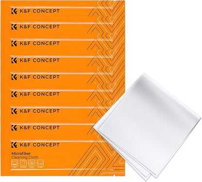 K&F CONCEPT 10 Pack Microfiber Cleaning Cloths，Washable Reusable 6x6in Vacuum Wrapped Lint Free Glasses Cloth for Glasses, Lens, Screens & More