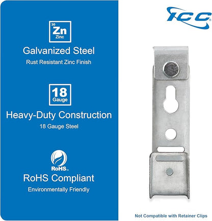 ICC Ceiling Mount J Hook 3/4” Without Retainer Clip - Galvanized Steel Cable Management Hooks for Hanging Cable - Rust-Resistant, EIA and TIA Compliant - 3/4 Inch 25 Pack