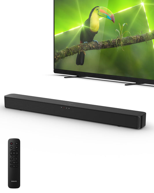 Philips B4000 2.0 Channel Bluetooth Soundbar - HDMI ARC, Roku TV Ready, 60W Max Power, Black