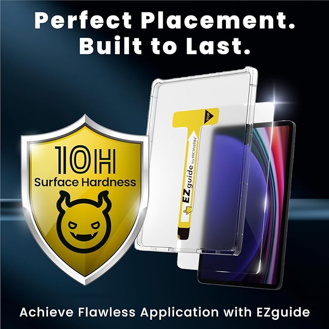 BELLEMOND Tempered Glass Screen Protector for Galaxy Tab S10+ / S9+ / S8+ / S7+ / S9 FE+ / S7 FE (12.4”) | Ultra Clear | EZ Guide Kit for Flawless Install | 10H | 1 Pack | Designed in Japan