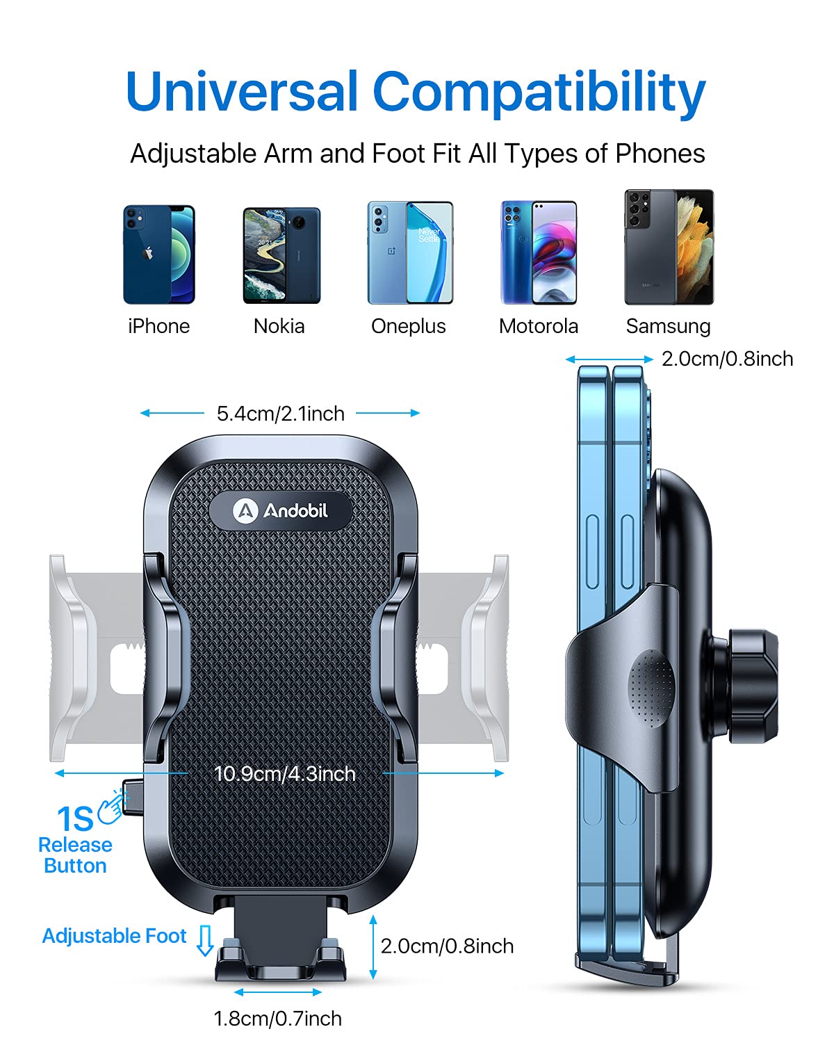 andobil 2026 Upgraded Car Phone Holder Mount for Vent, Military Sturdy Metal Clip Air Vent Phone Holder for Your Car Easy Used Cell Phone Car Mount for iPhone 17 Pro Max 15 14 13 Samsung S26 S25