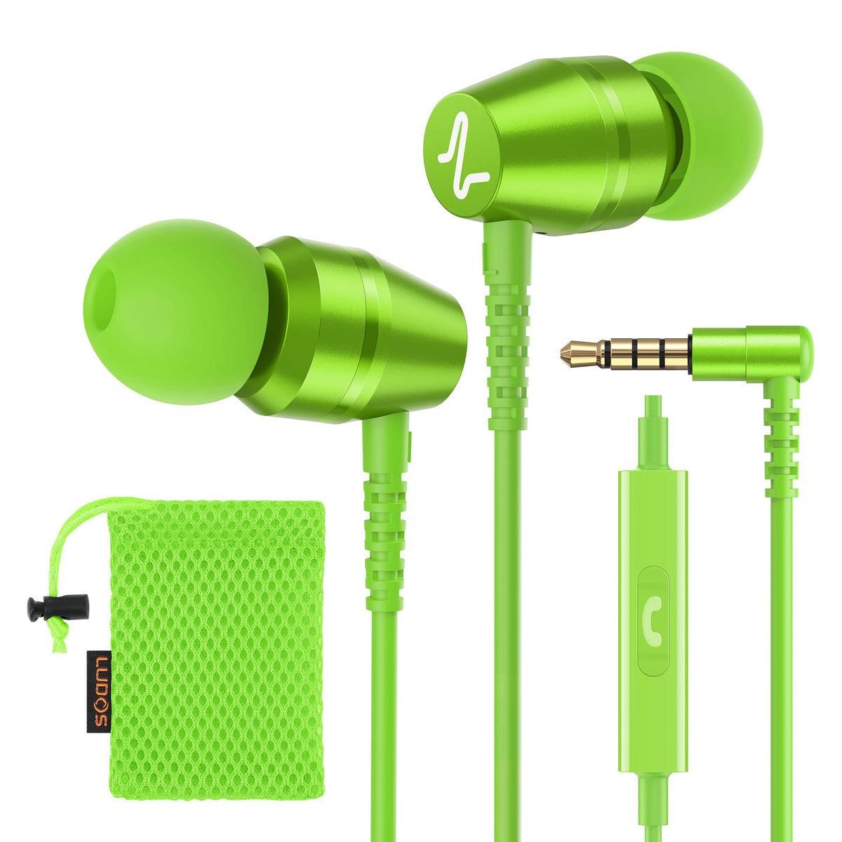 LUDOS OMNITONE Wired Earbuds in-Ear Headphones, 5 Year Warranty, Earphones with Microphone, 3.5 mm Jack Corded Ear Buds, Videoconference for iPhone, Samsung, Laptop, Kids, School Students - Red