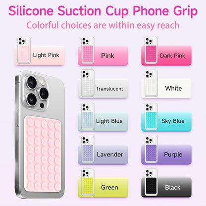Silicone Suction Phone Case Mount, Non Slip Suction Cup Phone Mount, Phone Accessories Holder for Selfies and Videos, Silicon Adhesive Phone Stand Sticky for Cell Phone Dark Pink