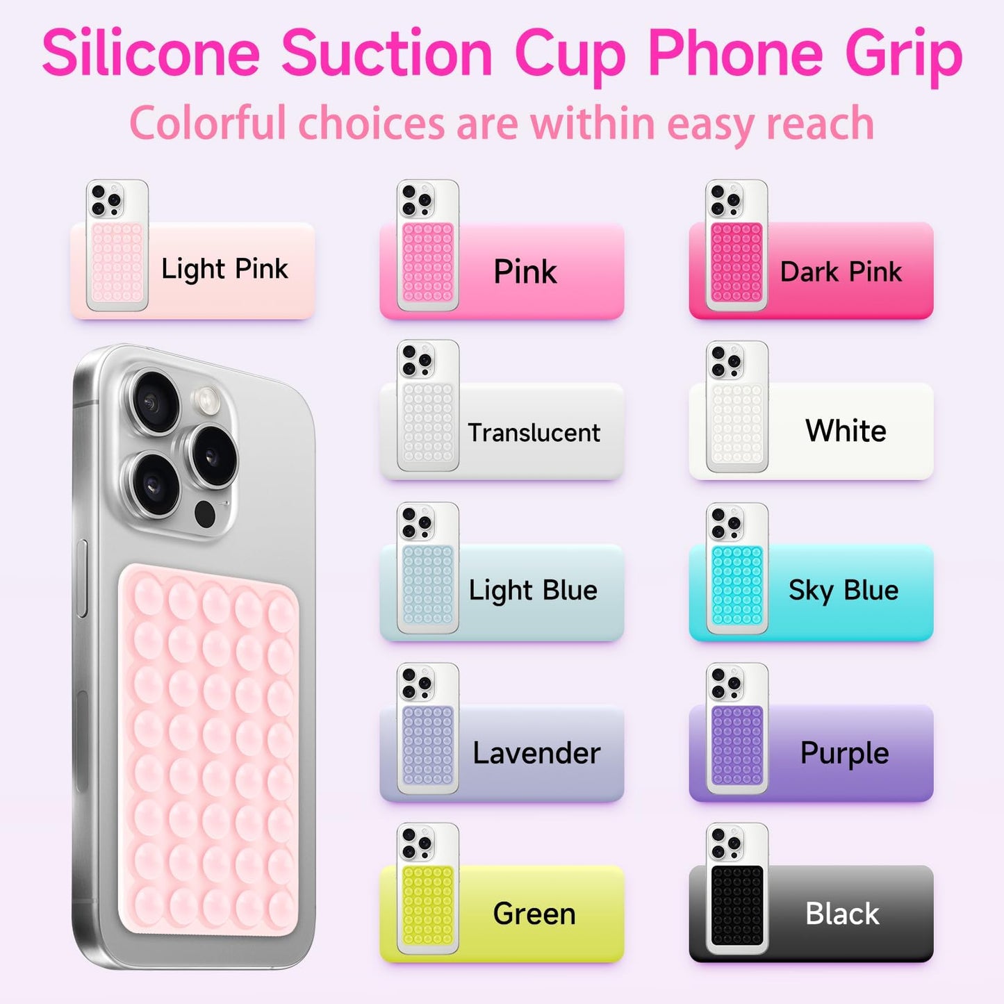 Yojaro Silicone Suction Phone Case Mount, Non Slip Suction Cup Phone Mount, Phone Accessories Holder for Selfies and Videos, Silicon Adhesive Phone Stand Sticky for Cell Phone Purple
