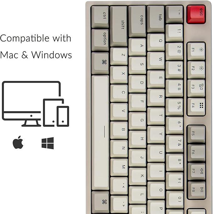 Keychron C2 Full Size Wired Mechanical Keyboard Compatible with Mac, Keychron Red Switch, 104 Keys ABS Retro Color Keycaps Gaming Keyboard for Windows, USB-C Type-C Braid Cable
