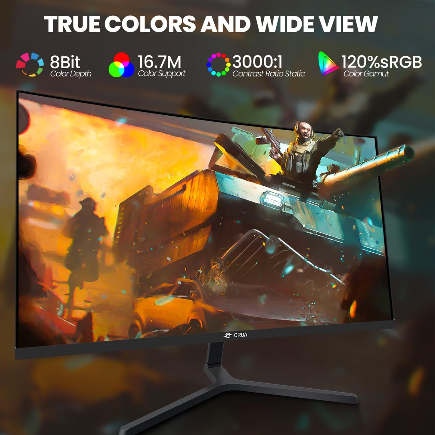 CRUA 24" FHD 1080P 180Hz Curved Gaming Monitor, 2800R, AMD FreeSync, Black