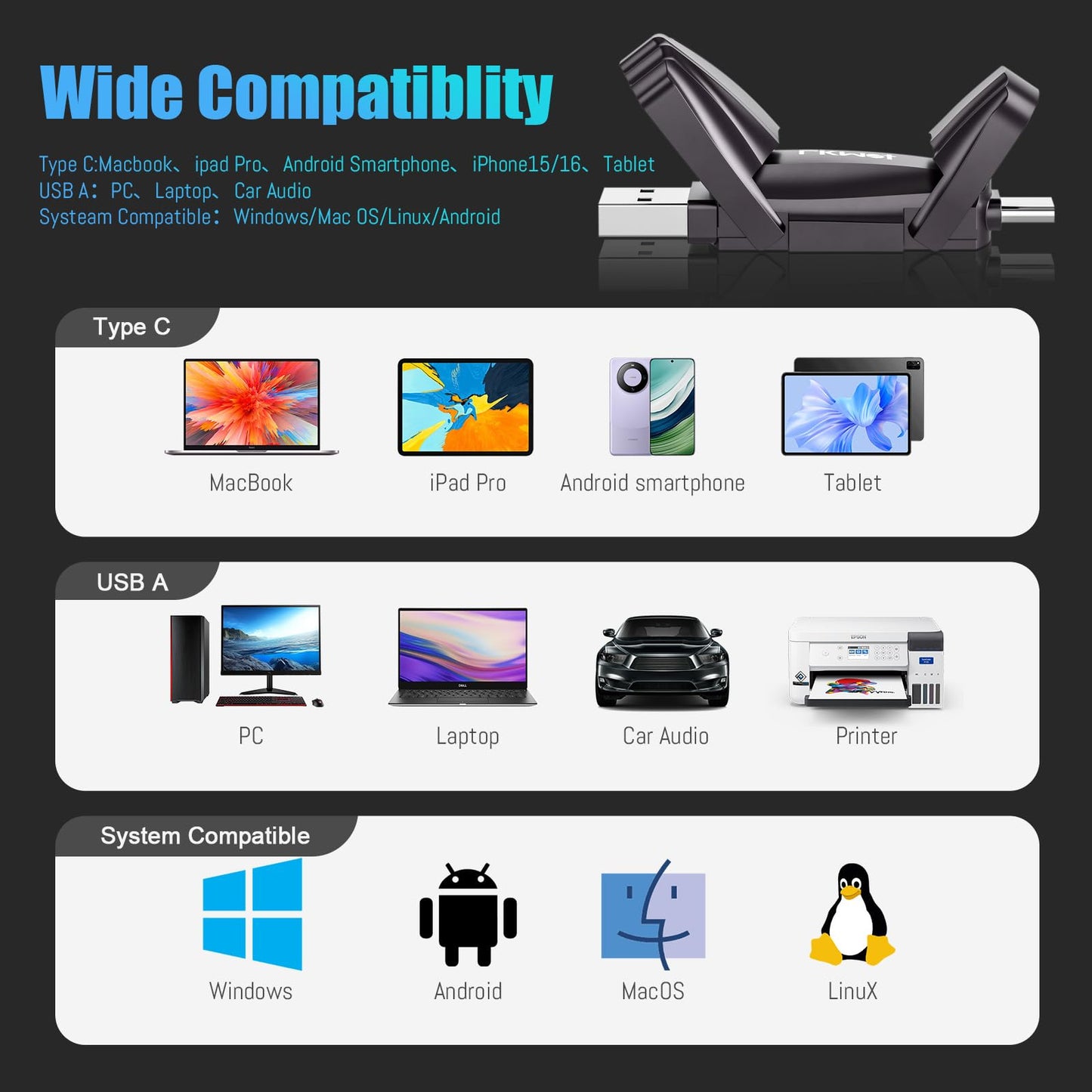 Fikwot FU388 External Solid State Drive 512GB, Up to 1000MB/s for Data Storage,Dual-Port Stick Design with USB-A & Type-C Expansion of Storage for iPhone 15/16 /Android/PC/Mac/Laptop