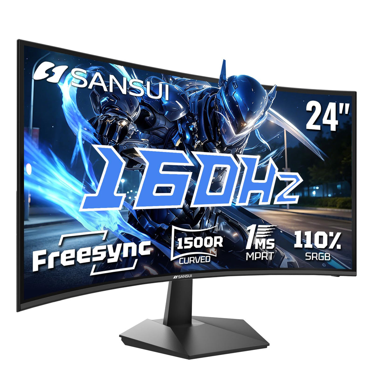 SANSUI 27 Inch Curved Gaming Monitor 200Hz 1ms with Speakers FHD 1080P Computer Monitor FreeSync|1500R|130% sRGB|HDR|Low Blue Light|HDMI DP Ports|VESA Mount|Metal Stand(HDMI Cable Incl.)