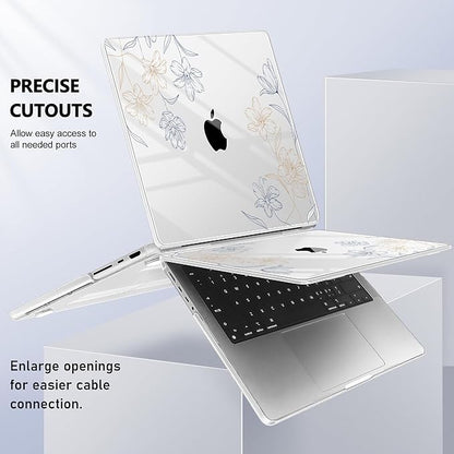 for MacBook Pro 16 inch Case 2021 2022 2023 2024 Release A3186 A3403 M4 A2991 M3 A2780 M2 A2485 M1 Pro/Max, Hard Shell Case with Screen Protector & Keyboard Cover, Floral