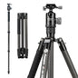Fotopro 68" Carbon Fiber Travel Tripod, Heavy Duty Camera Tripod with Ball Head, Detachable Monopod with Quick Release Plate and Bag, Load up to 12KG/26lbs