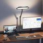 LED Desk Lamp for Home Office – Eye-Caring Double Side Light with Knob Remote, Stepless Dimming & Color, Memory, Metal Table Lamp for Zoom, Studying, Video Conference, Flicker-Free, Glare-Free
