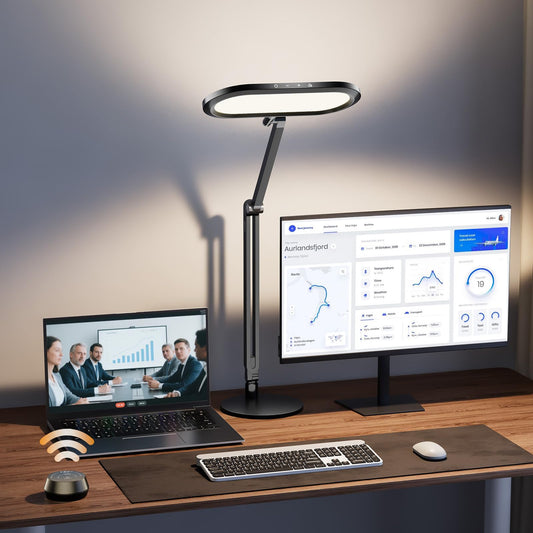 LitONES Premium LED Desk Lamp, Dual-Sided Soft Lighting with Knob Remote