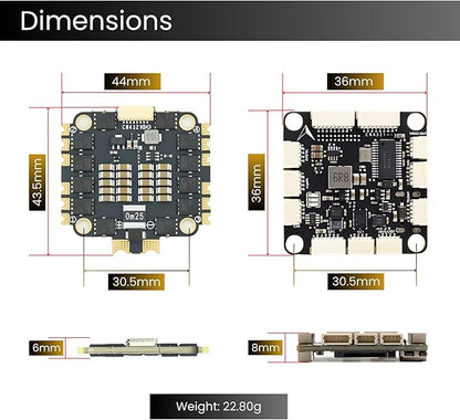AERO SELFIE H743 Flight Controller with 60A 8 bit ESC 30x30 Stack: Supports 2-6S LiPo, Dual IMU, Compass, Barometer, Compatible with Betaflight, INAV, PX4, Ardupilot for FPV & Racing Drones