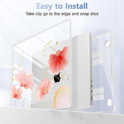 for MacBook Pro 16 inch Case 2021 2022 2023 2024 Release A3186 A3403 M4 A2991 M3 A2780 M2 A2485 M1 Pro/Max, Hard Shell Case with Screen Protector & Keyboard Cover, Spring Floral