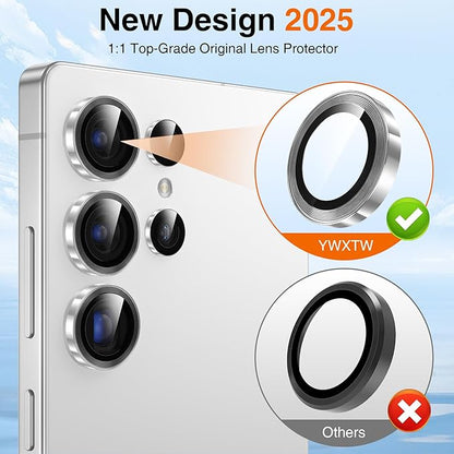 YWXTW [2025 Original Like for Samsung Galaxy S25 Ultra Camera Lens Protector, [Ultra-Thin & 6X Stronger] S25 Ultra Camera Lens Cover, 9H Tempered Glass Upgraded Metal Edging(Titanium silver)