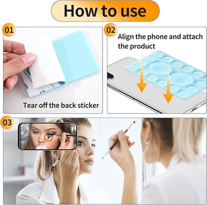ZYCCER Double Sided Silicone Suction Phone Holder Mount,Compatible with iPhone and Android Cases Hands-Free Mirror Shower Phone Mount Strong Grip Holder (Light Blue, Single Sided 1PCS)