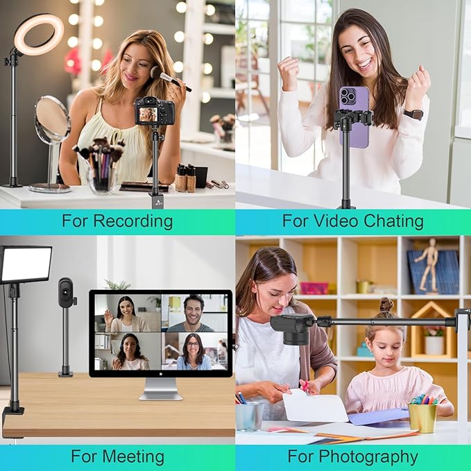 ailight Webcam Stand for Desk, Adjustable Camera Desk Stand Webcam Mount for Obsbot GoPro Anker insta Logitech Webcam C922 C930e C920S C920 C615 C960 C920x with 1/4" Thread