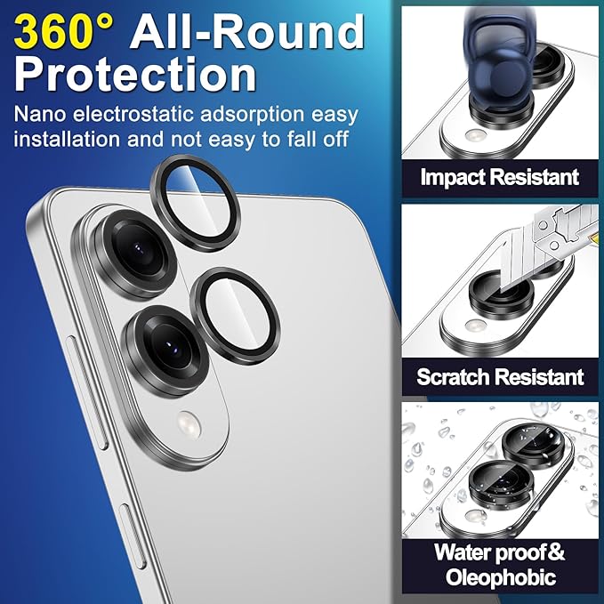 for Samsung Galaxy S25 Edge Camera Lens Protector, Individual Metal Ring Tempered Glass Lens Cover, [Strong Adsorption] Scratch Resistant Ultra-Thin HD Clear Lens Cover, 1 Set-Black