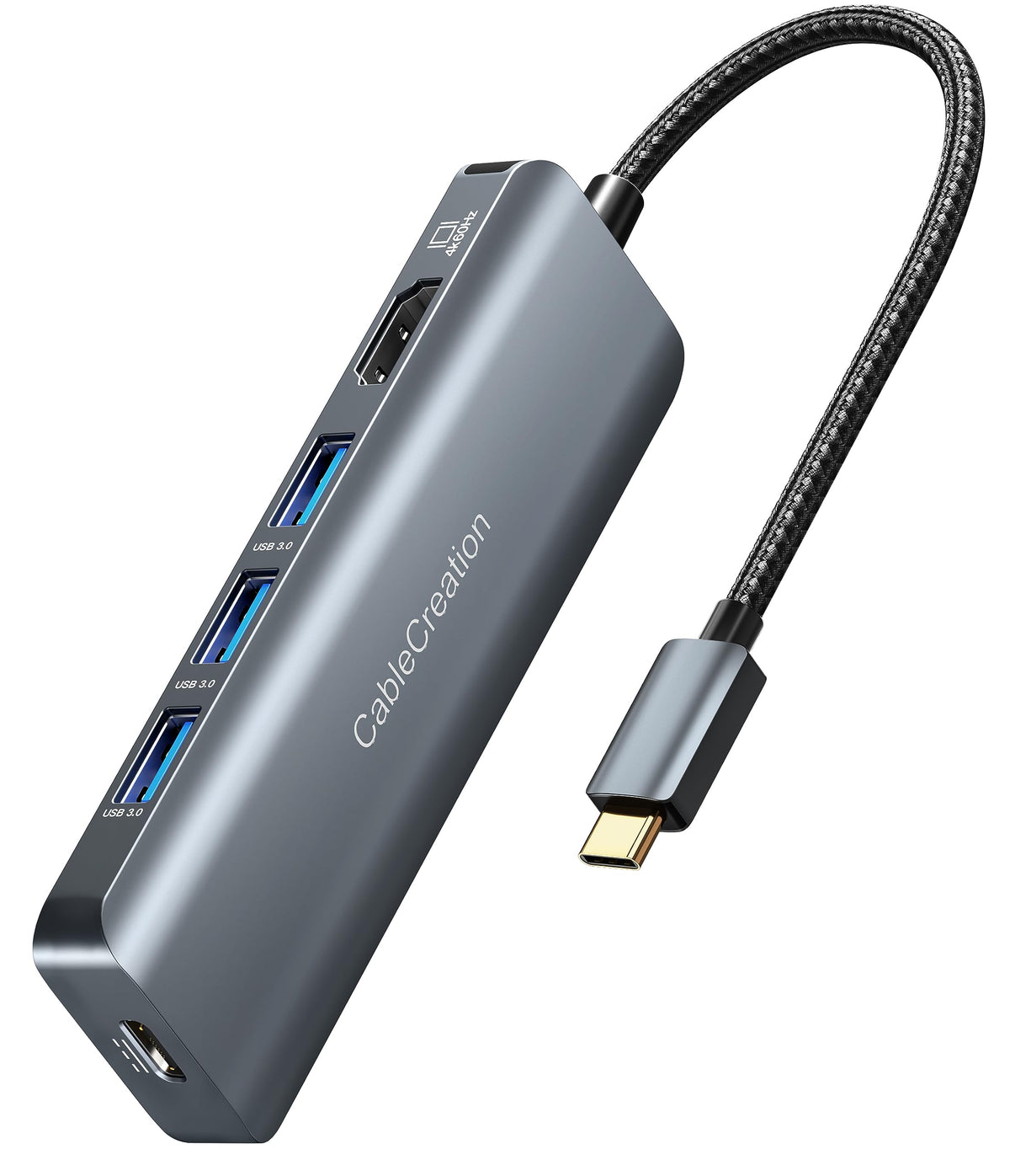 CableCreation 8K HDMI USB C Hub for MacBook Pro, 5-in-1 USB C Multiport Adapter with 100W PD, 3 USB 3.0 Ports, 8K 30Hz/4K 120Hz HDMI, Compatible with Steam Deck, Surface Pro, XPS and More - Space Grey