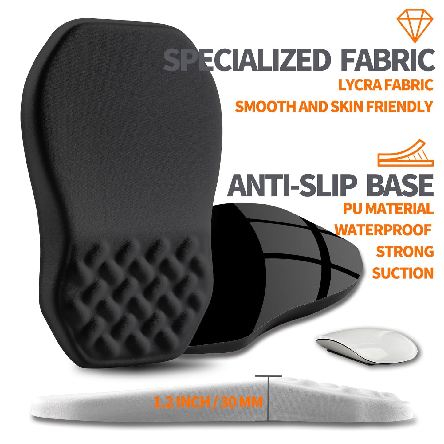 Armanza Ergonomic Slope Mouse Pad Wrist Support, Wrist Rest Mousepad for Carpal Tunnel Pain Relief with Massage Bulge and Slow Rebound Memory Foam (12x8 inch, Black)