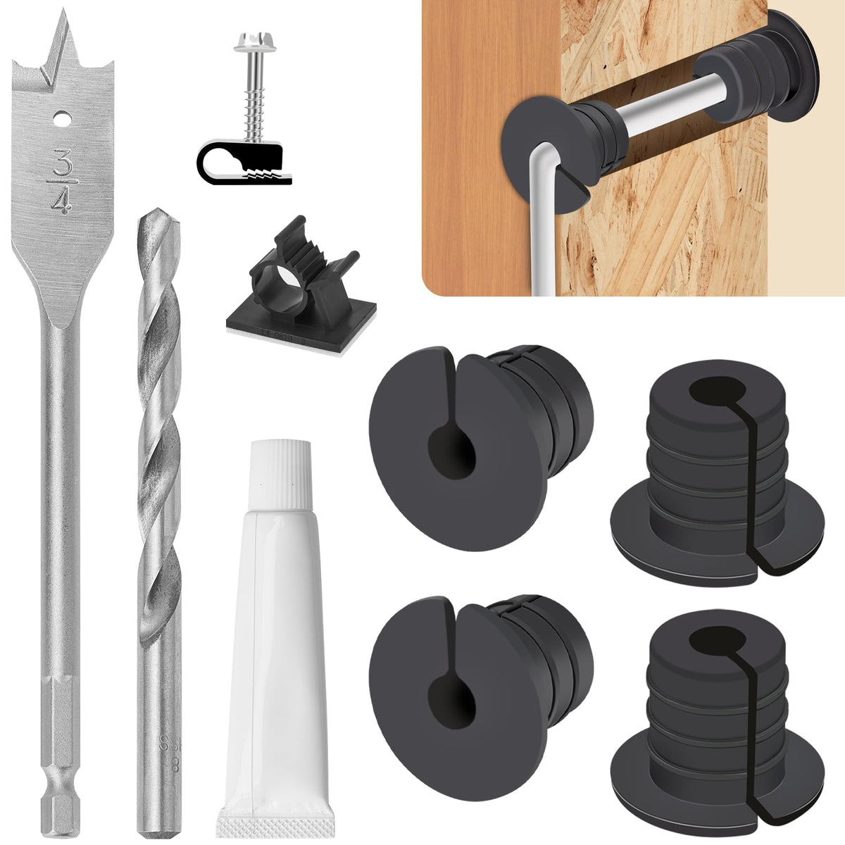 Cable Routing Kit for Starlink for 1 inch Wall Hole, Wall Bushing Grommet, Starlink Accessories, Silicone Cable Wall Pass, Starlink Anti-Slip Wall Grommets for Cables (1 inch) 2 Pcs