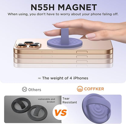 Magnetic Phone Ring Grip Holder, Silicone Finger Loop Grip, Compatible with MasSafe, Back of Phone for iPhone Pro Max/Plus/16/15/15/14/13/12 Series, Lavender