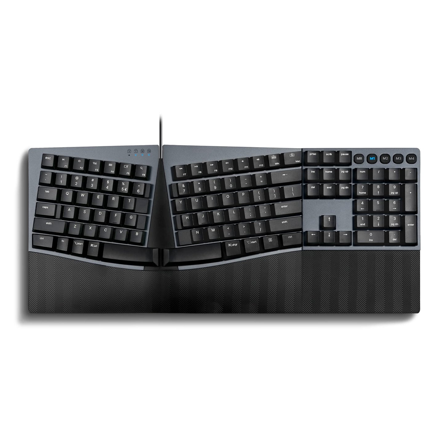 Perixx PERIBOARD-535BR Wired Ergonomic Mechanical Split Keyboard - Low-Profile Brown Tactile Switches - Programmable Feature with Macro Keys - Compatible with Windows and Mac OS X - US English, Black