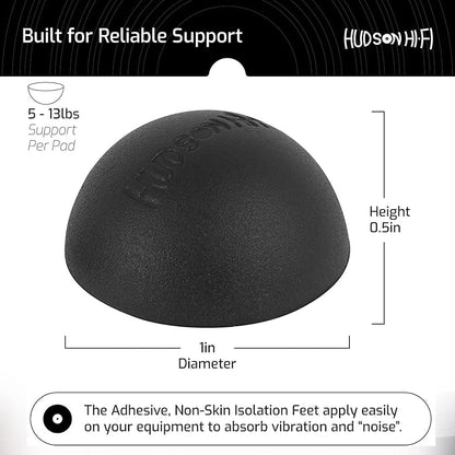 Silicone Speaker Isolation Feet (4-Pack, 1") – Non-Skid Adhesive Pads for Turntable, Subwoofer & Audio Gear – Anti-Vibration Damping, 20 Duro Rubber