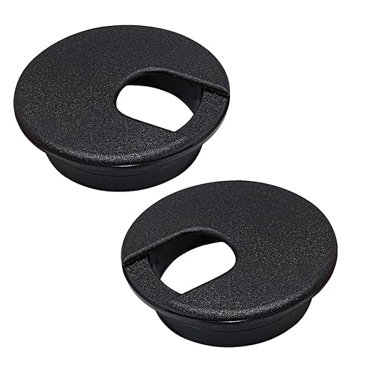 EASYEAH 2 Pcs Desk Grommet 1-3/8" / 35 mm, Desk Cord Hole Cover, Cable Grommet ABS Plastic, Desk Hole Grommet for Home & Office Pc, Detachable Cable Cord Organizer-Black