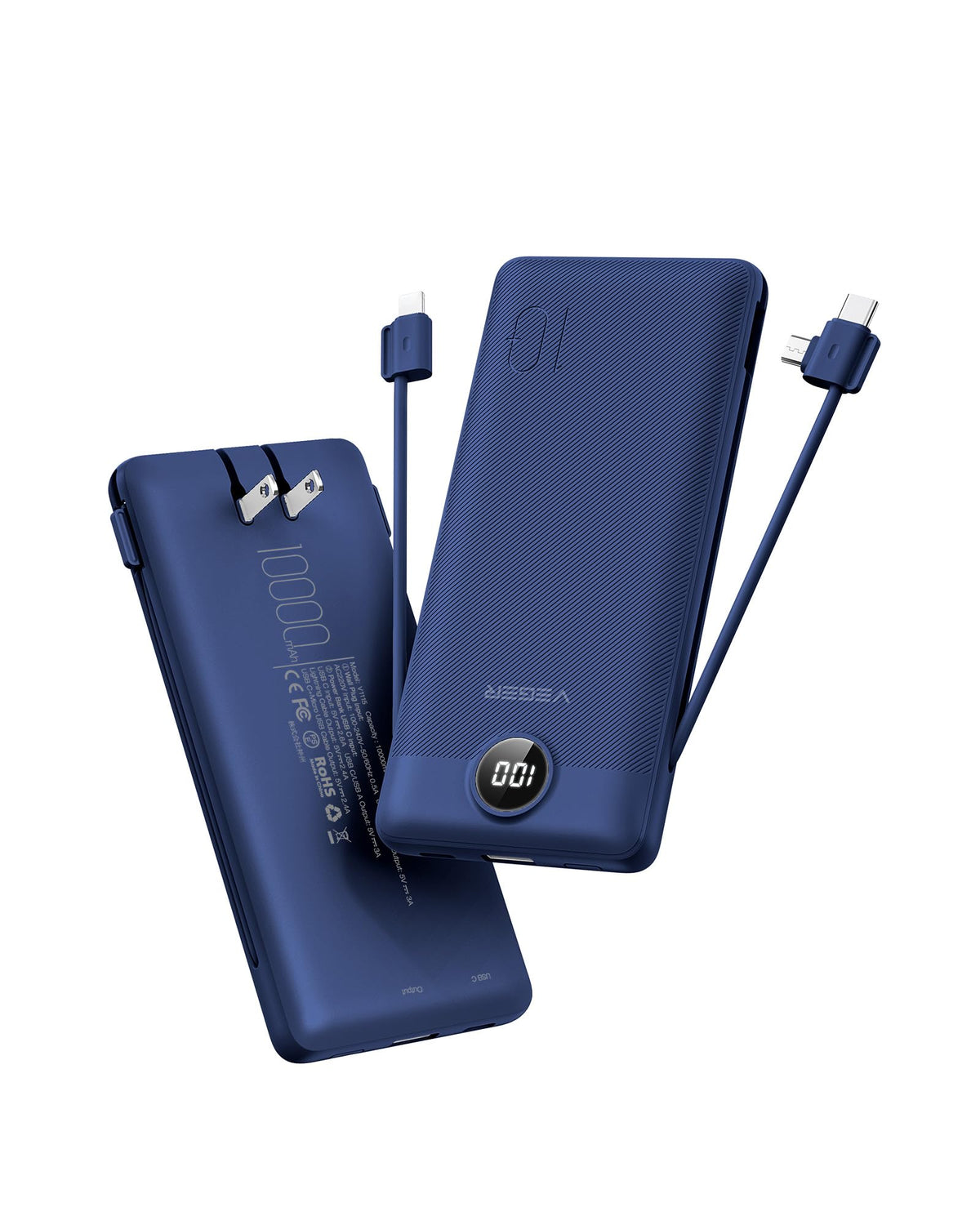 VEGER Portable Charger for iPhone, Power Bank Built in Cables and Wall Plug