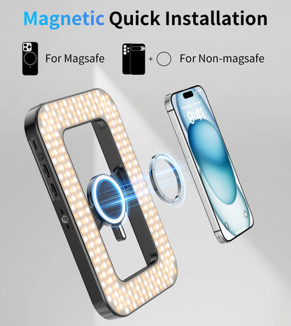 Magnetic 6000mAh Selfie Ring Light for iPhone 448LED RGB Light with Stand