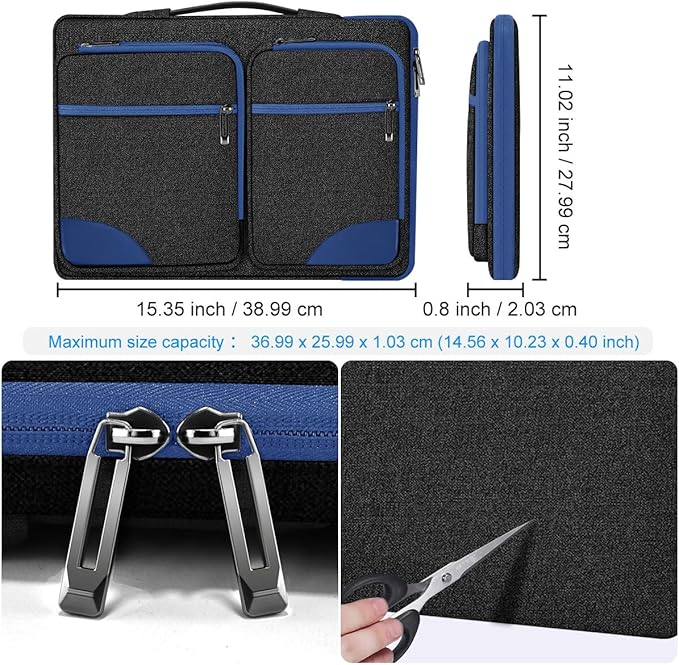 Hseok Laptop Sleeve 15 15.6 16 inches Case Protective PC Briefcase for Commuting and Business Trip，Blue