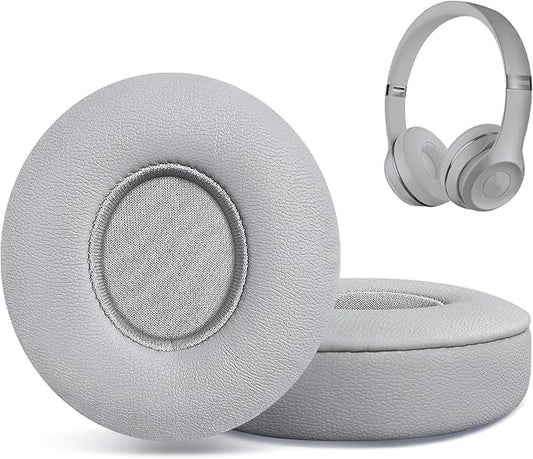 Replacement Ear Pads for Beats Solo 2 & Solo 3 Wireless On-Ear Headphones, Ear Cushions, Headset Earpads, Ear Cups Cover with Soft Protein Leather (Grey)